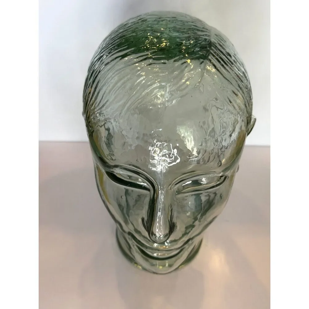 Fabulous vintage glass head with face and molded hair, ears; must see RARE